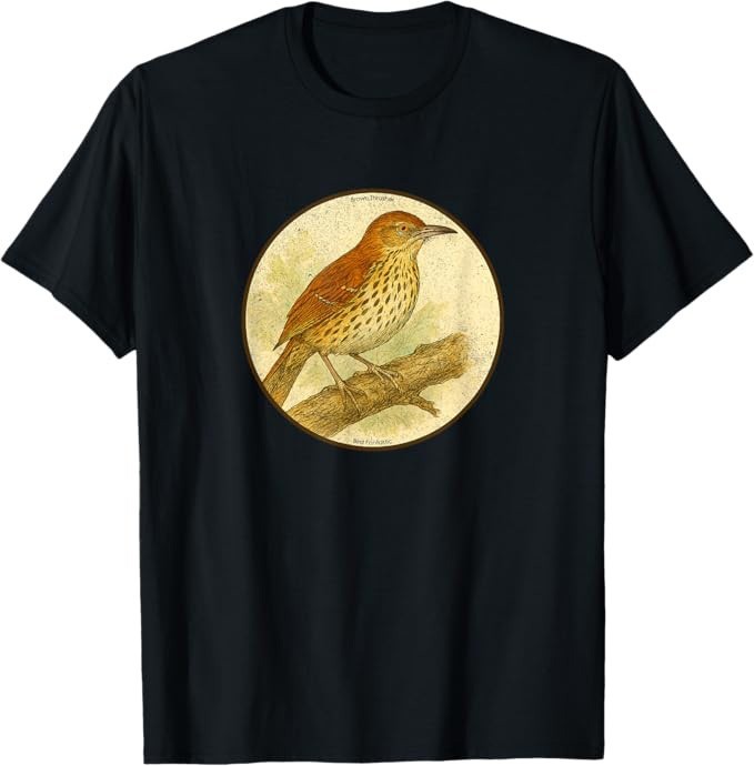 Brown Thrasher T-Shirt Retro Bird Tee Design 10 Colors by Bird.Fan