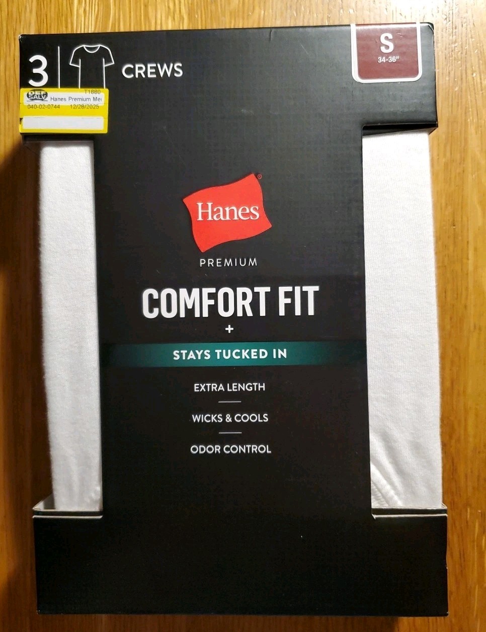 Hanes Premium Comfort Fit 3-pack Crews T-shirts Men's Size S Small 34-36 White gallery