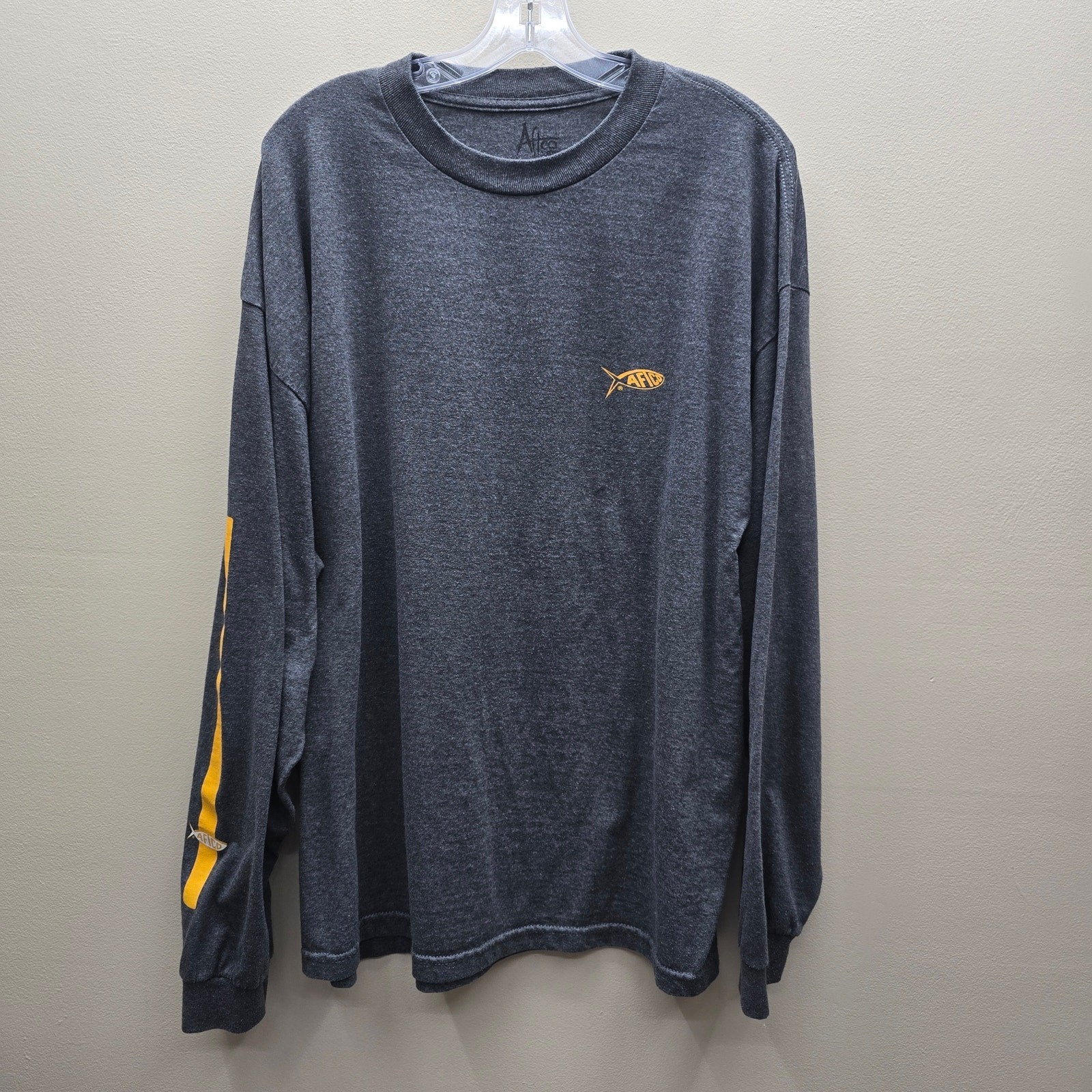 Aftco Mens Long Sleeve Fishing T-Shirt Graphic Logo Outdoor Hiking Gray SZ Large gallery