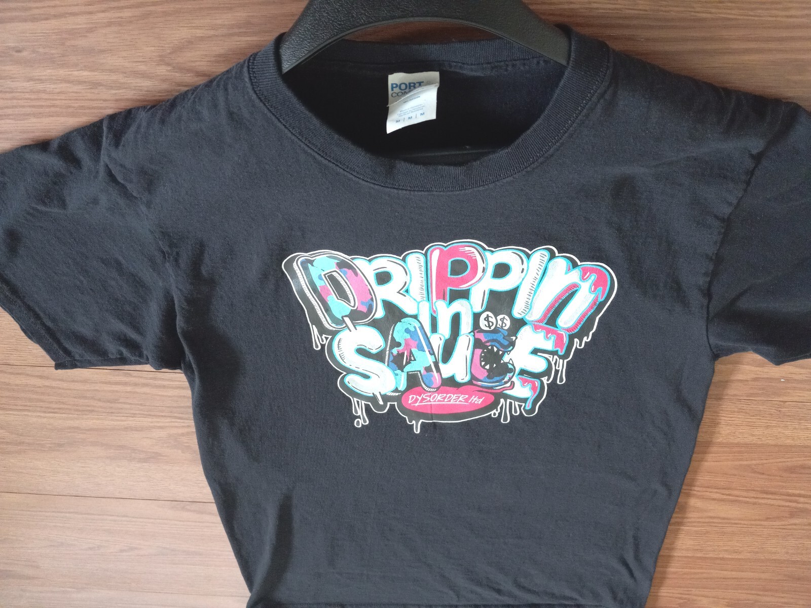 Size Medium Port & Company Core Cotton T Shirt Black Drippin in Sauce! Black gallery