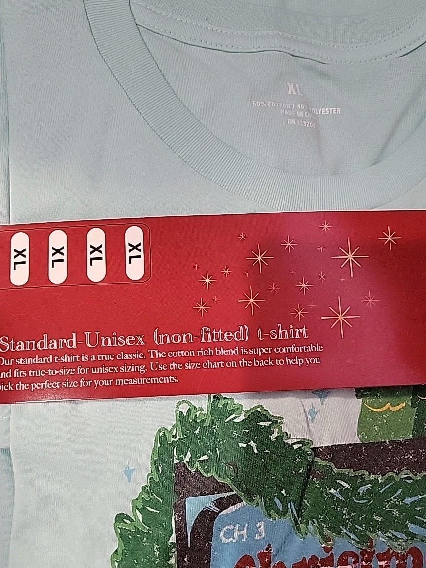 Men's Blue Light weight Knit Short sleeve Graphic Christmas T-shirt ( Size: XL gallery