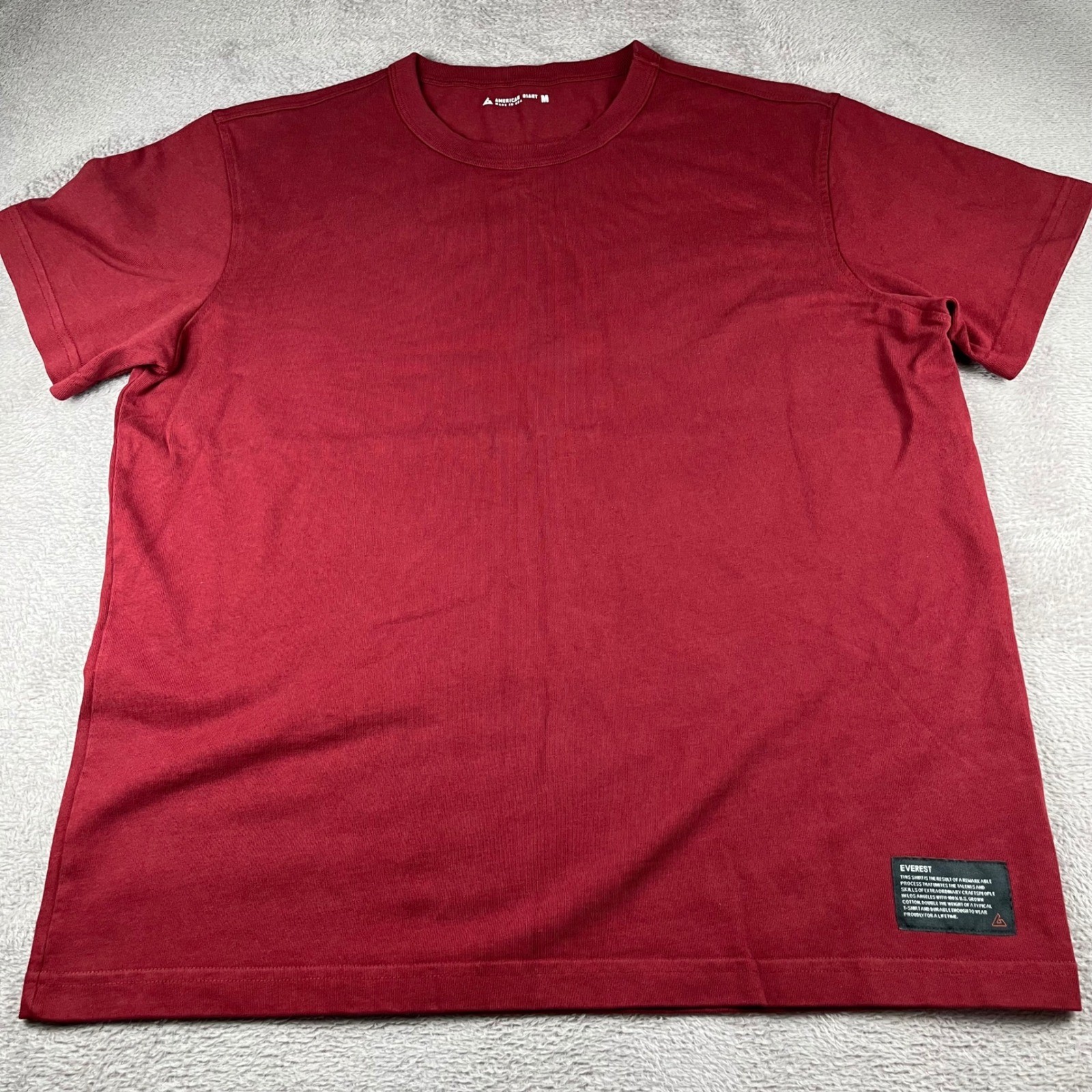 American Giant Everest T-Shirt Mens Medium Burgundy Red Heavyweight Cotton USA