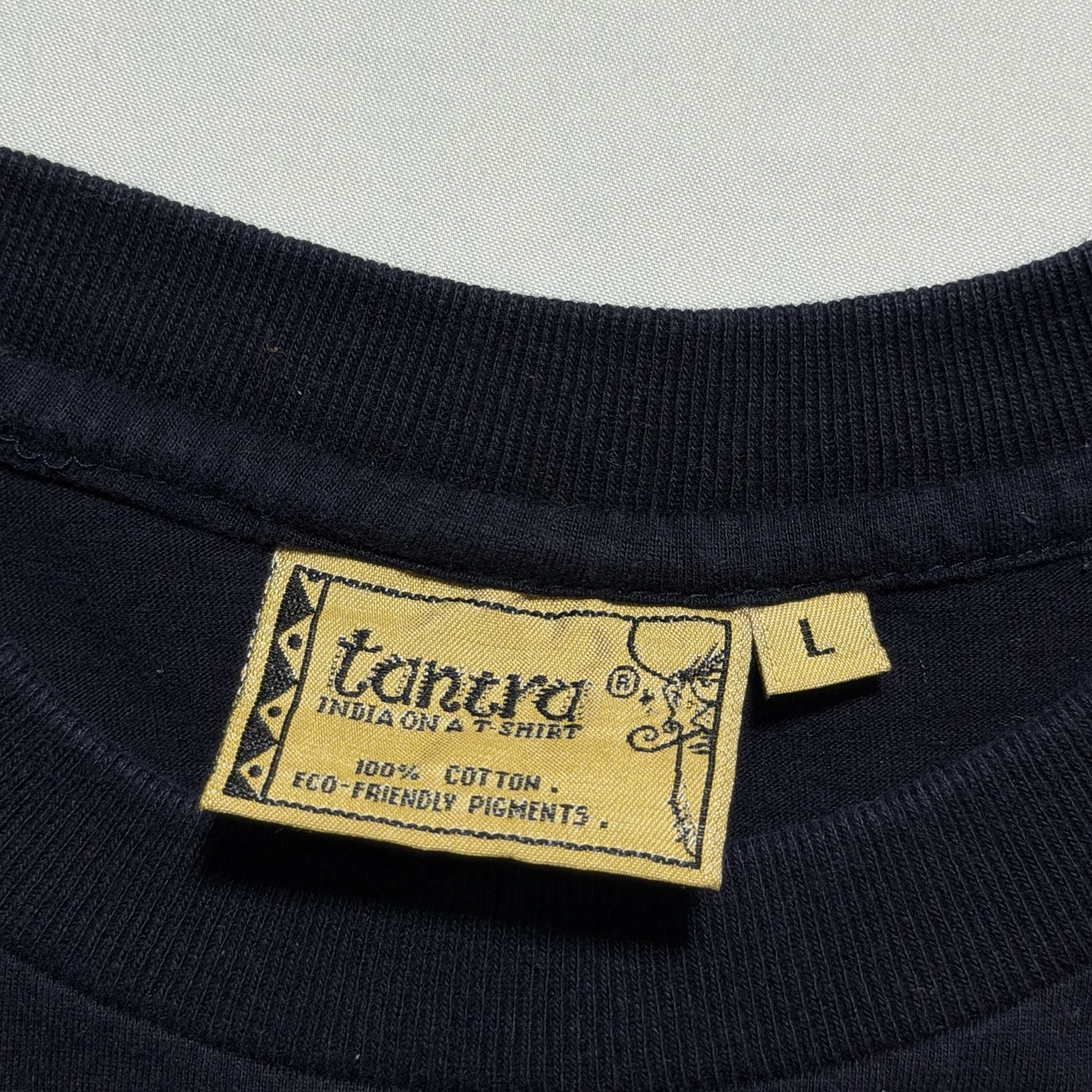 Tantra India Elephant Man Graphic Tee Black Size L Eco-Friendly Cotton gallery