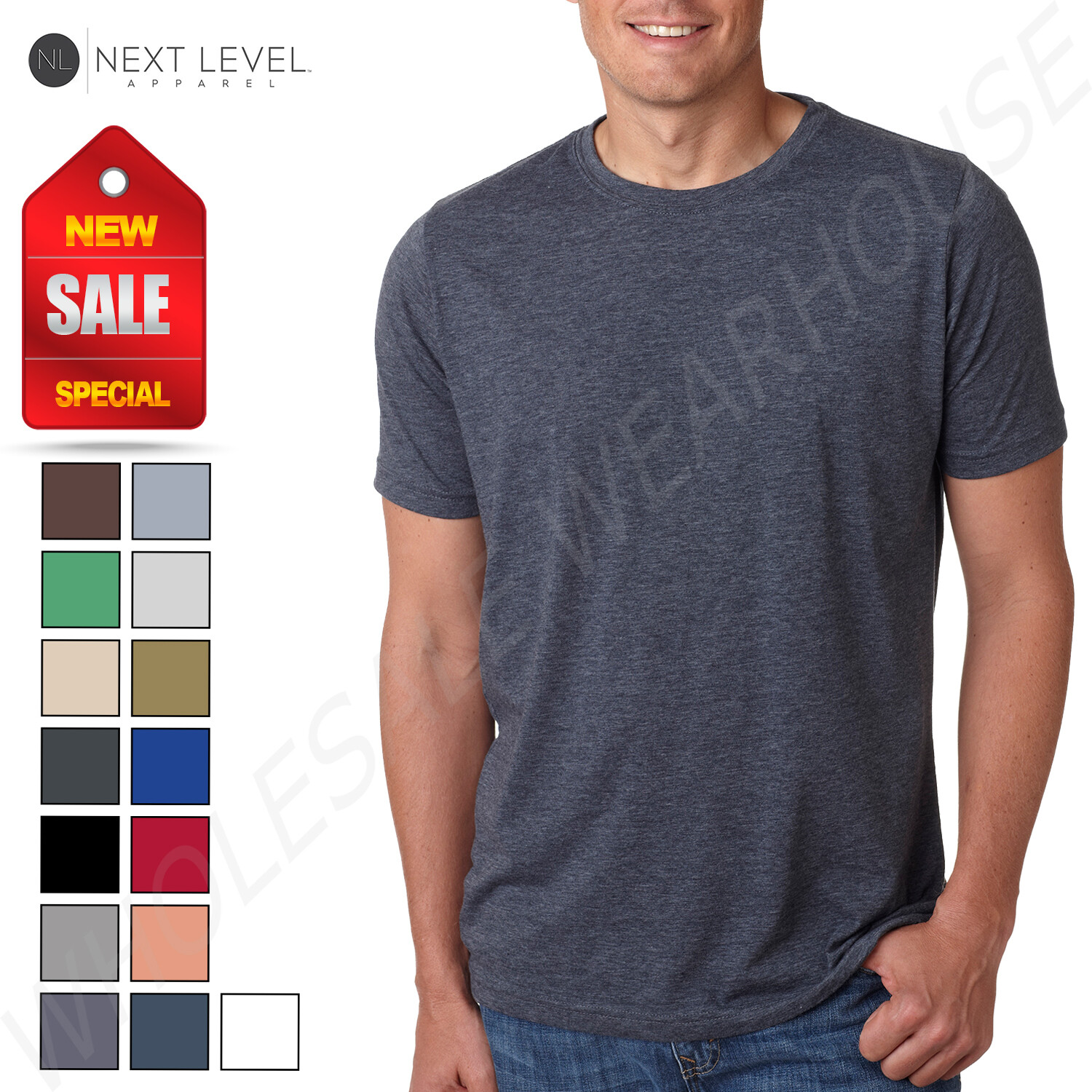 Next Level Men's PLAIN Poly/Cotton Short Sleeve Crew Neck T-Shirt M-6200 gallery