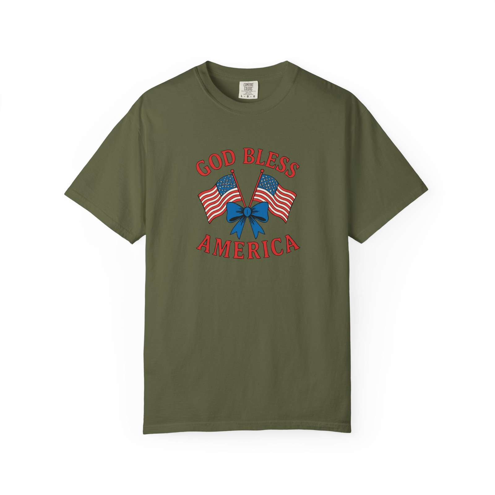 God Bless America flag bow T-Shirt | Patriotic USA Design Comfort Colors