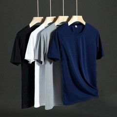 Men Summer Ice Silk Quick Dry Short Sleeve T-shirt High Stretch Loose Sports Top