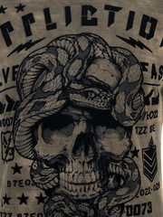 AFFLICTION Men’s T-shirt FREEWILL Short Sleeve Skull Tattoo Biker MMA