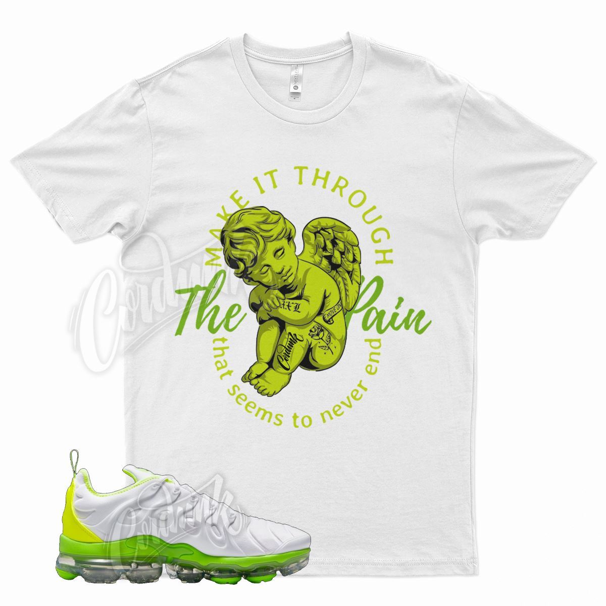 White TP Shirt for N Vapormax Plus Tennis Ball Electric Green Volt Lime