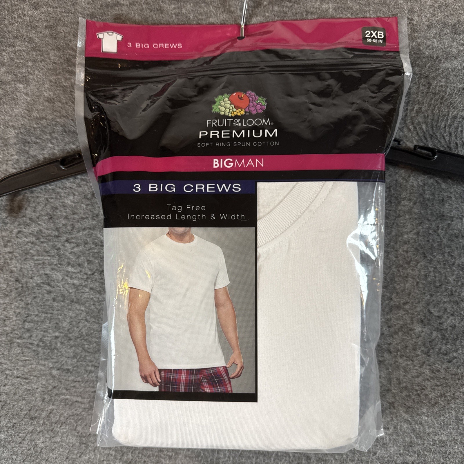 Fruit Of the Loom Undershirts T-Shirt 3-pk Big Man Crew Neck 2XB White NEW gallery