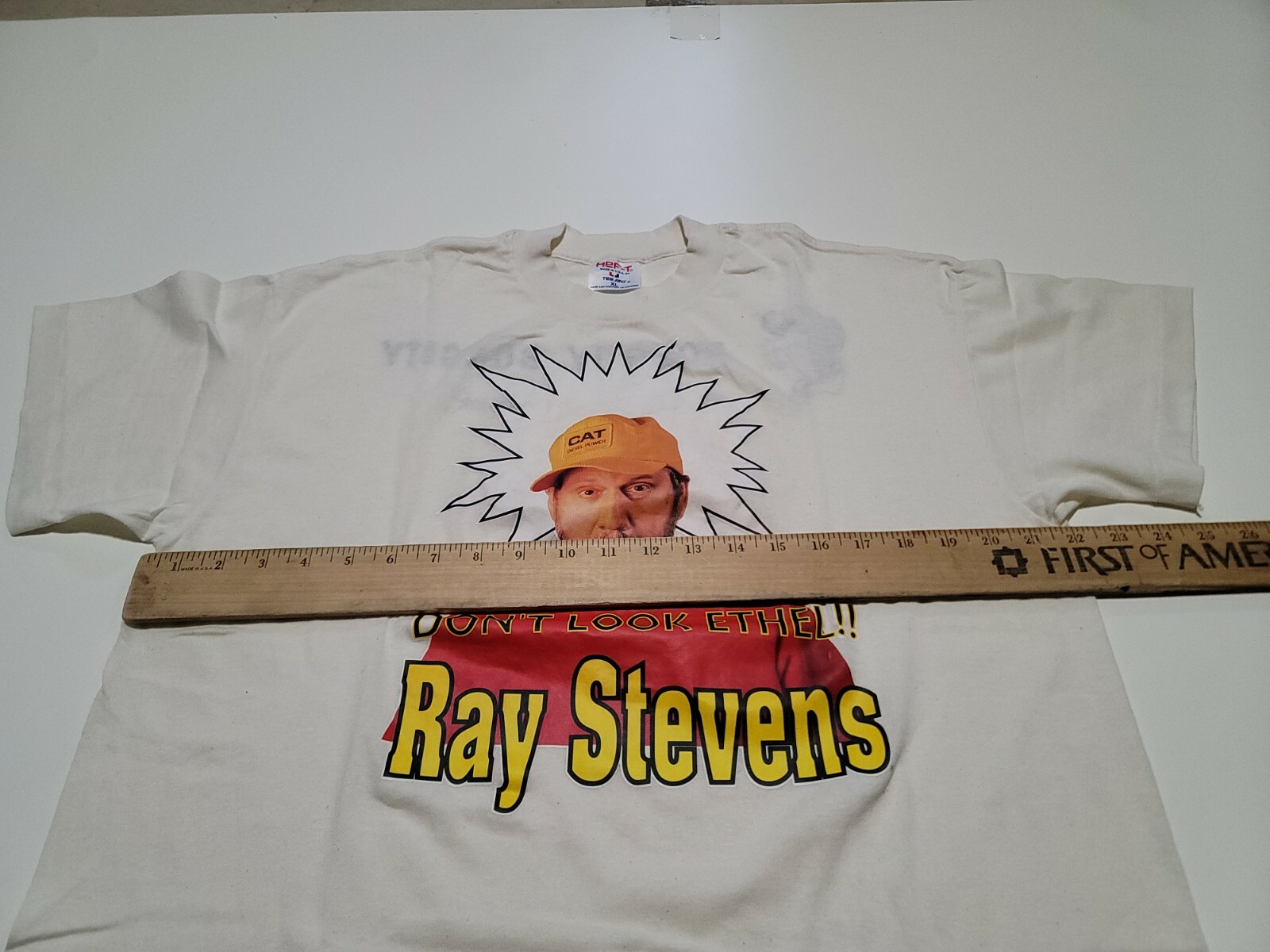 Vintage Ray Stevens The Streak HEFTY TEEJAYS Mens TShirt XL Dirty Cream USA Made gallery