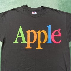 90s Apple Mac T Shirt XL Rainbow Spellout Single Stitch Hanes Vintage USA Rare