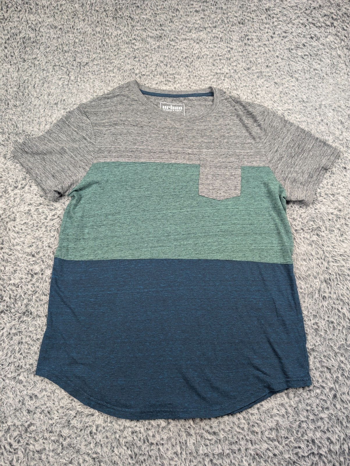 Urban Pipeline Shirt Men Medium Gray Blue Green Minimalist Pocket Casual Preppy
