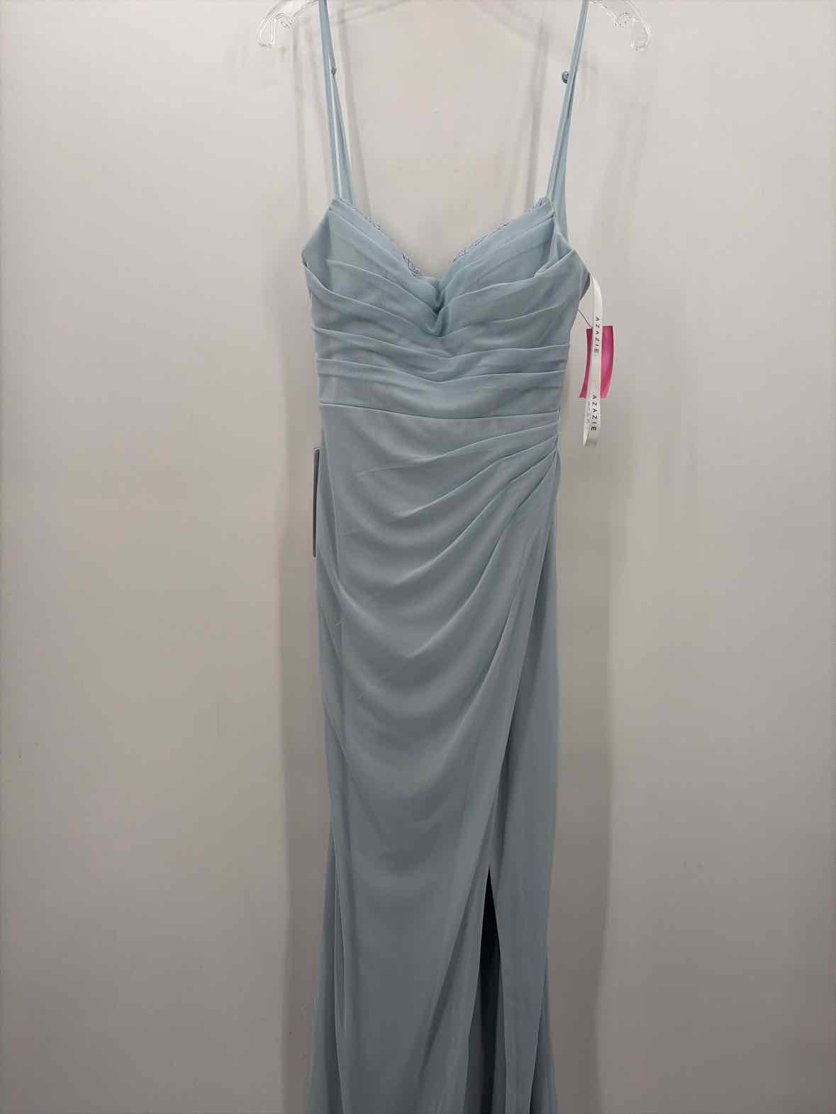 Pre-Owned Azazie Blue Size A6 Maxi Evening Gown