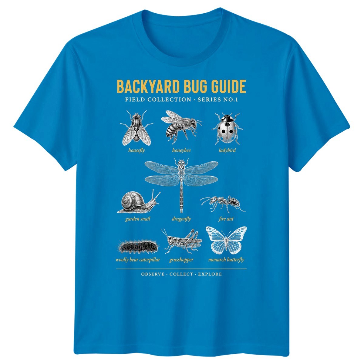 Mens Insects Hand Sketch T Shirt Nature Art Design Graphic Tee