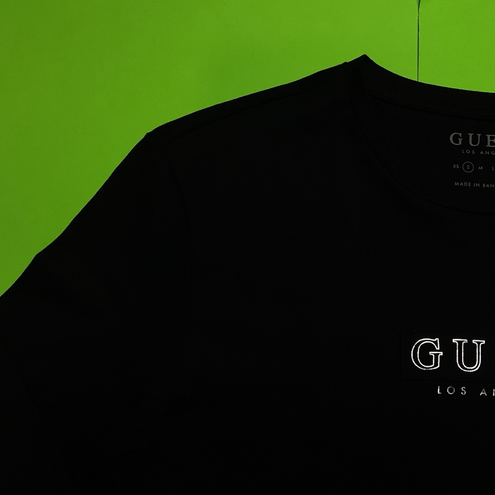 GUESS Los Angeles Men’s Long Sleeve T-Shirt SMALL Black w/White, Silver NEW gallery