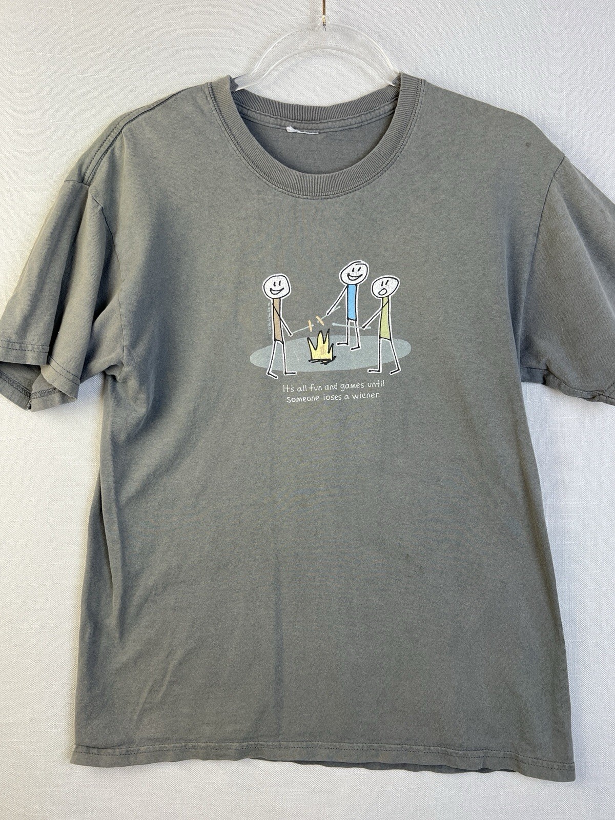 Life is Good T Shirt Unisex Medium Gray Camping Hot Dog Humor Friends GORPCore gallery