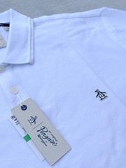 Original Penguin Men L XL White Classic Logo Regular Fit Pique Cotton Polo Shirt