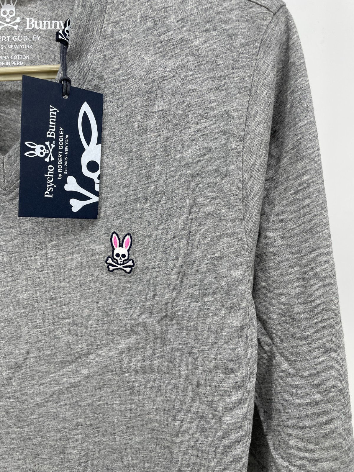 Psycho Bunny Mens T-Shirt 2XS Heather Gray Long Sleeve Pima Cotton B6T421ARPC gallery