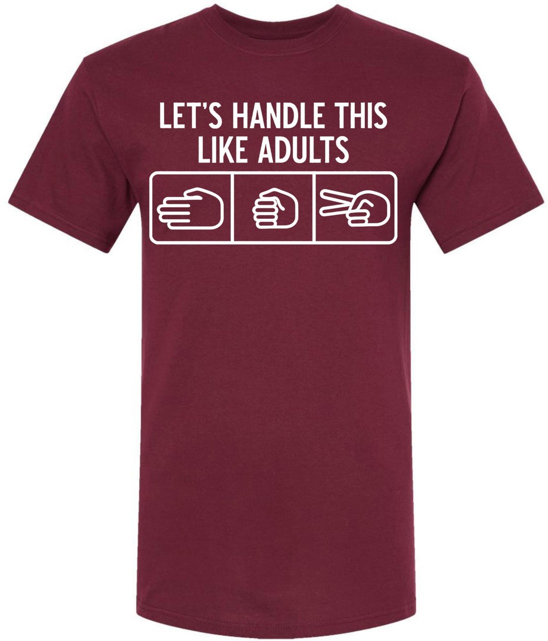 Let’s Handle This Like Adults Printed T-Shirt Funny Rock Paper Scissors Shirt gallery