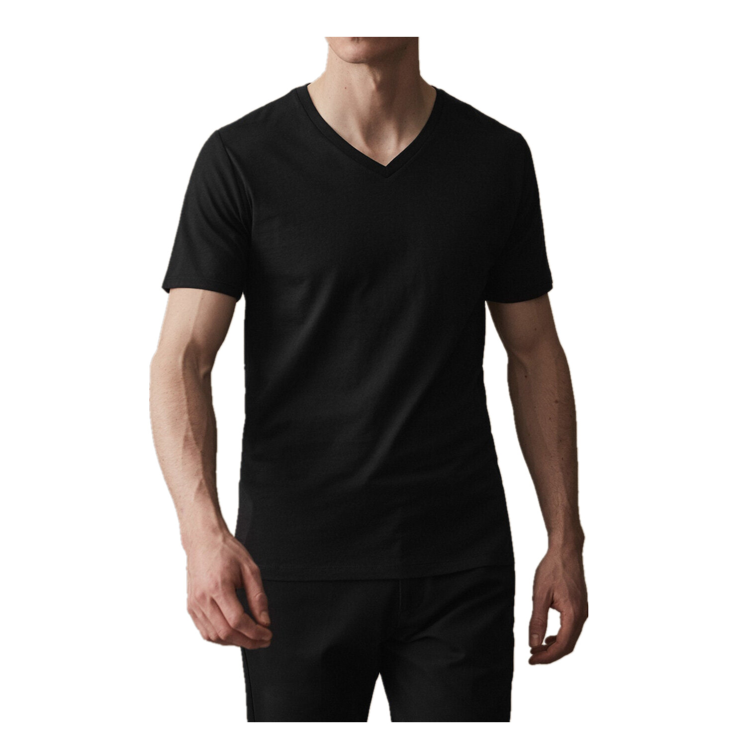 3 or 6Pcs Black Men 100% Cotton Crew-Neck V-Neck Thick T-Shirt Casual Tee S-4XL gallery