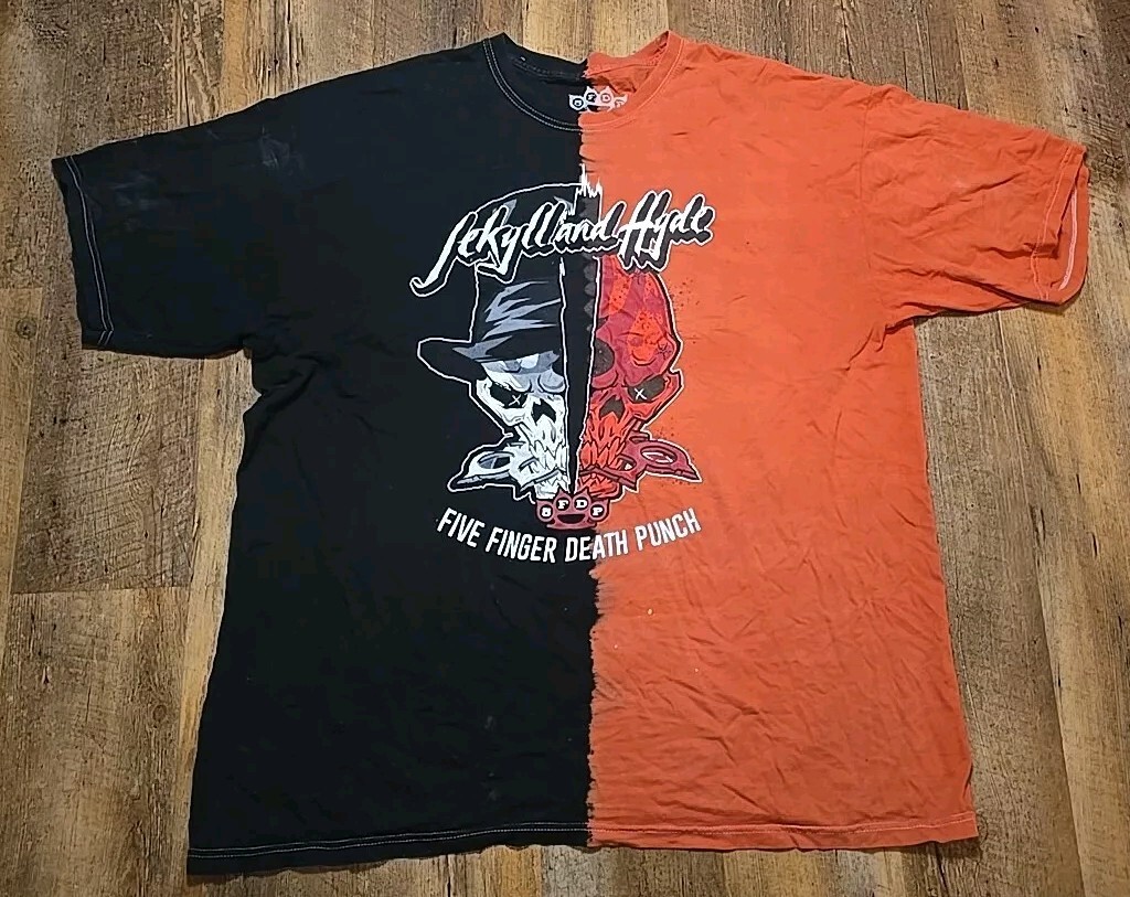 Five Finger Death Punch Black Orange Split Jekyll and Hyde 5FDP Men's XLarge XL gallery
