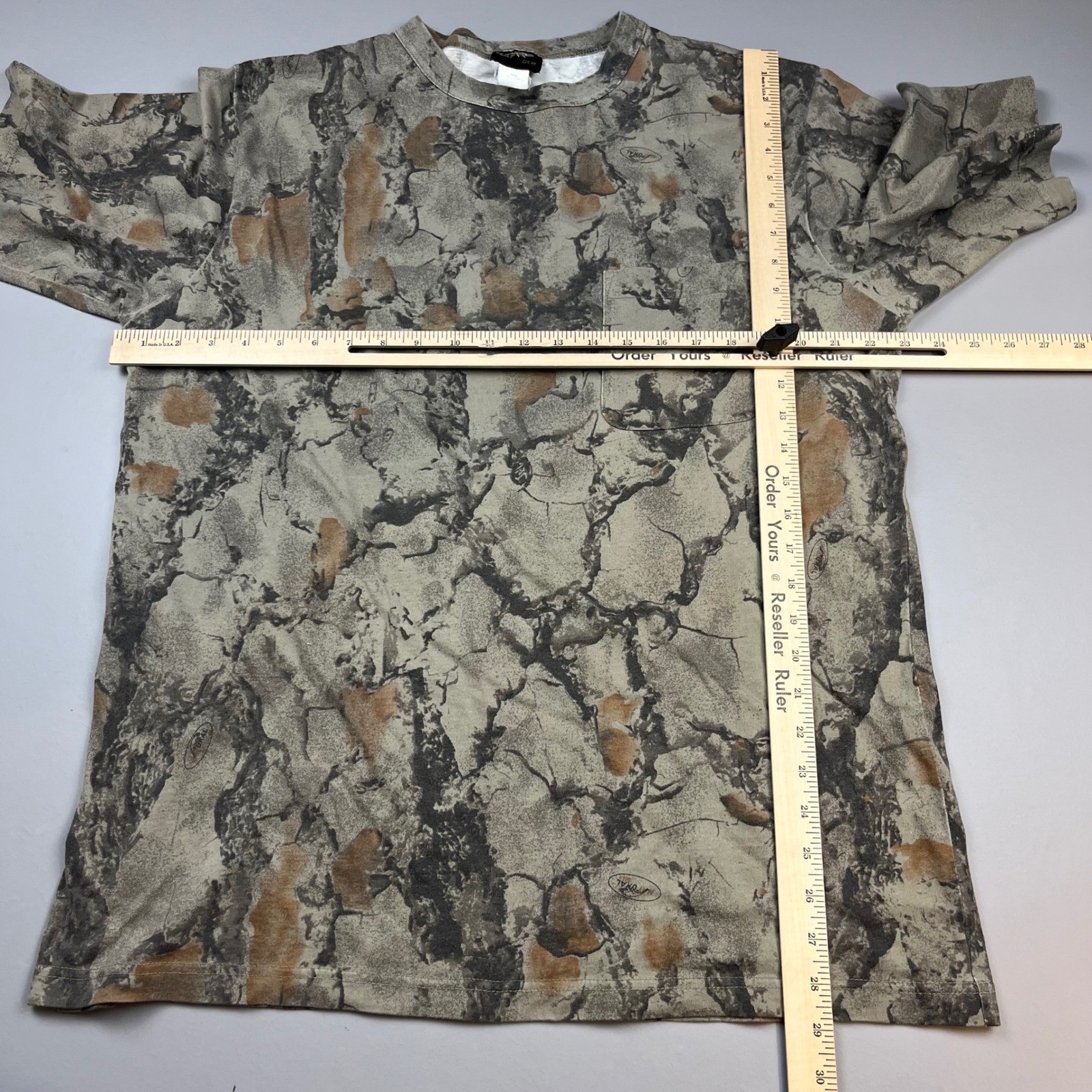 VTG Natural Gear Pocket T-Shirt Mens XL Brown Tan Camo Bark Hunting Short Sleeve gallery