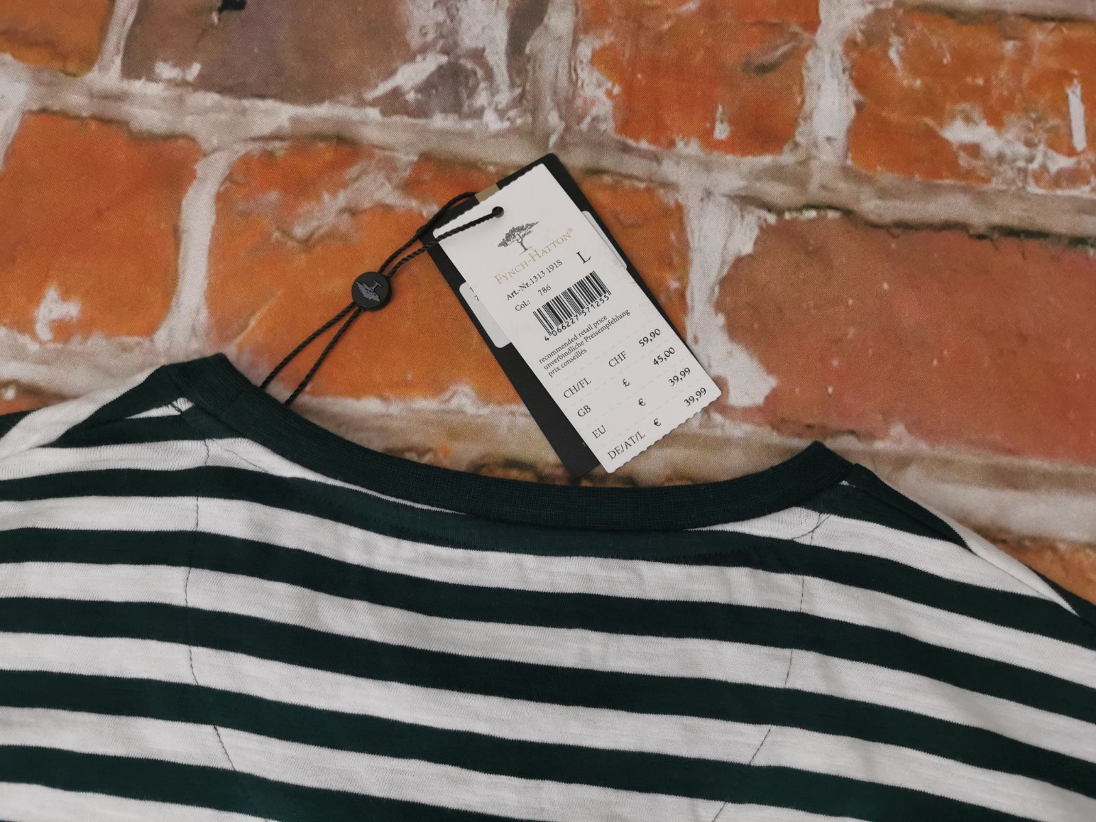 NEW*FYNCH HATTON SUMMER VINTAGE SAILOR T SHIRT*GREEN WHITE*STRIPES*SIZE: L*NEW gallery