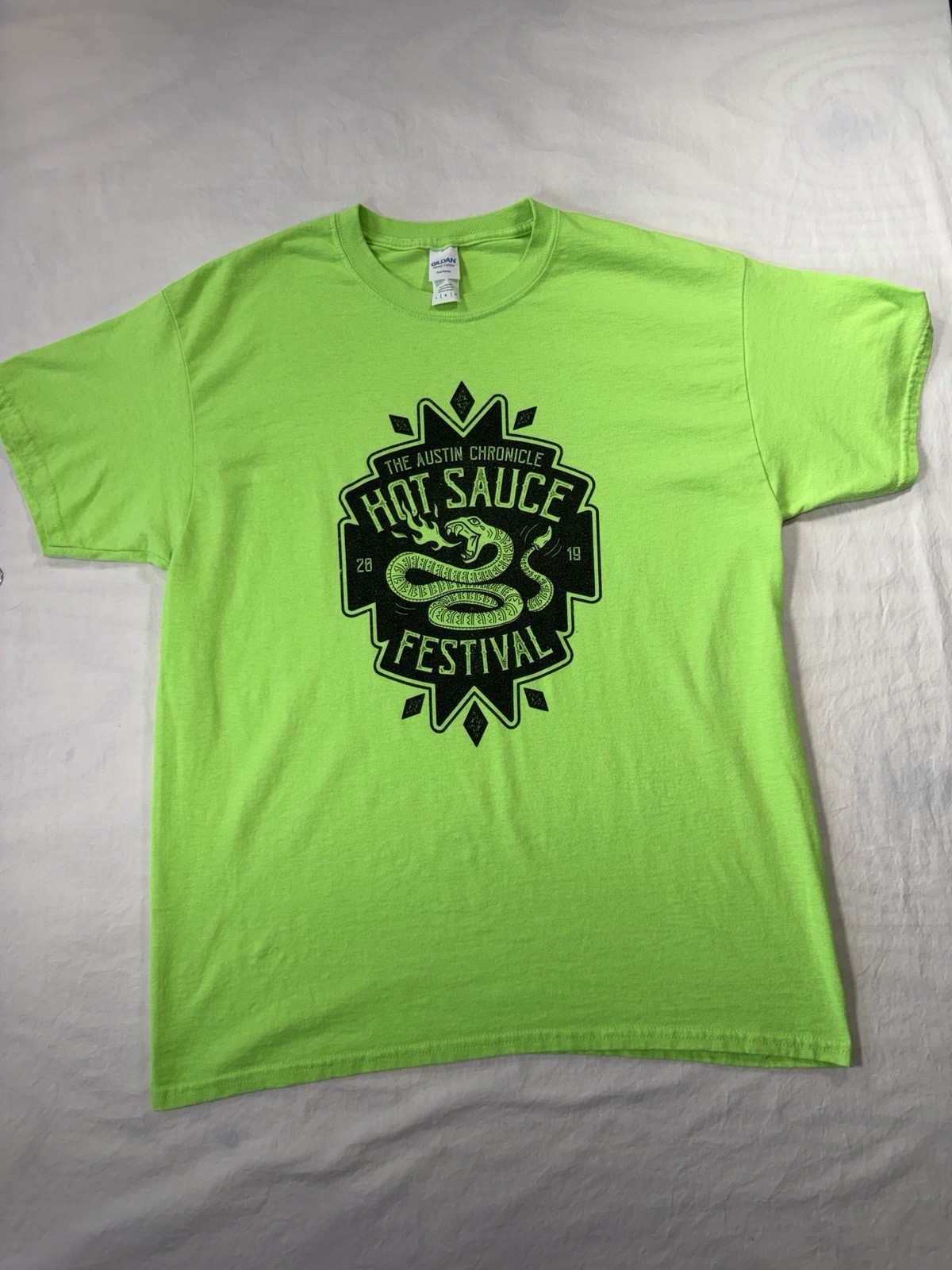 Austin Chronicle Hot Sauce Festival 2019 T-Shirt Lime Green Mens Large Pre-Owned gallery