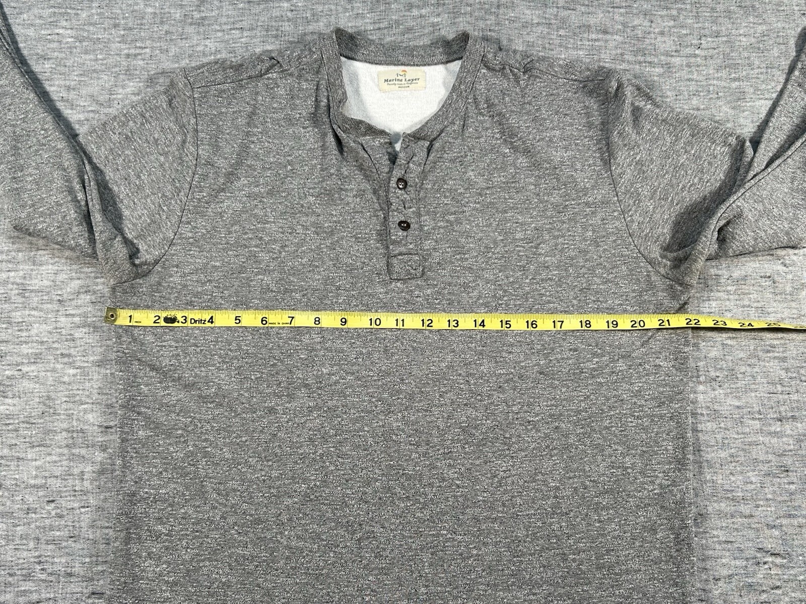 Marine Layer Henley Shirt Mens Medium Grey Stretch Long Sleeve Casual Pullover gallery