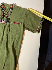 guatemalen embroidered drawstring shirt boho lace up beach top tribal L short