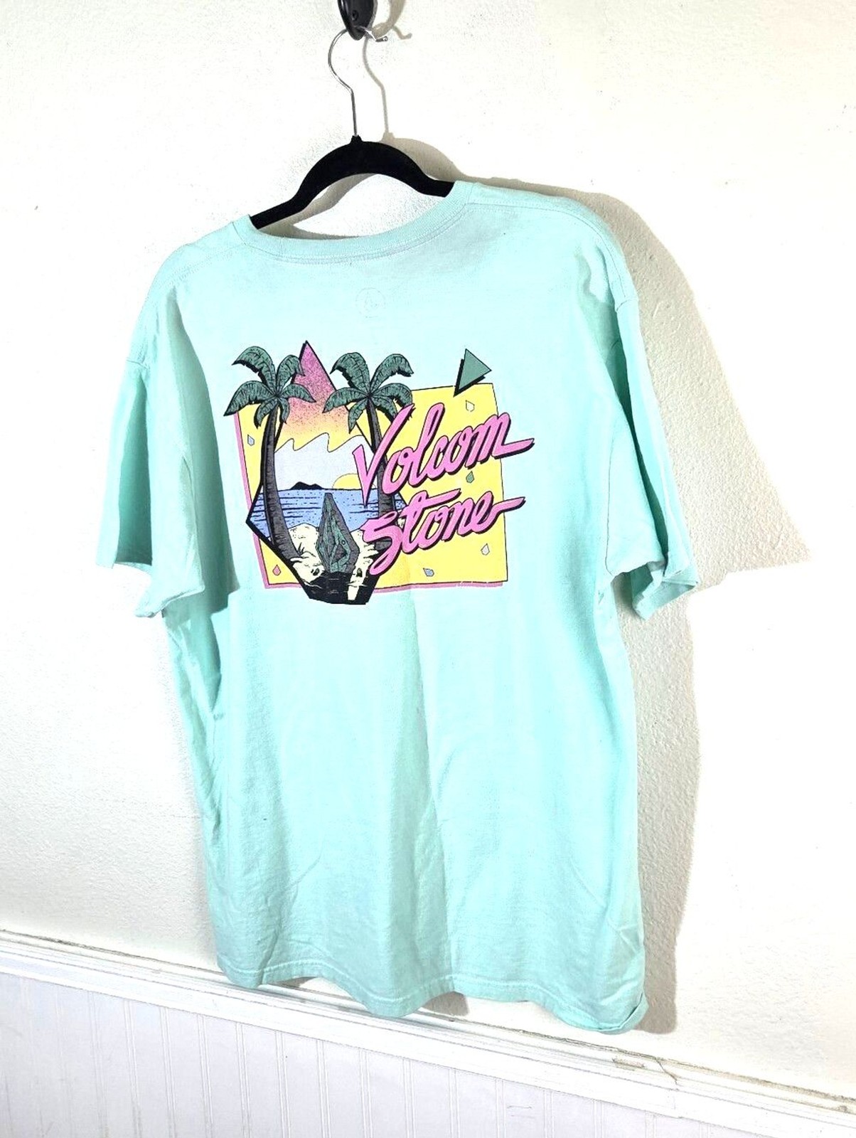 Volcom Stone Mens L Mint Green Graphic T Shirt Surf Skate Beach Tropical gallery