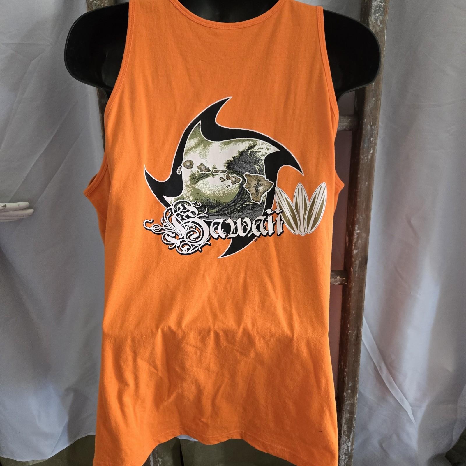 Y2K Vintage Hawaii Surf T Shirt Orange XL Altered Sleeveless See gallery