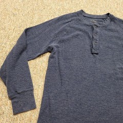 LL Bean Sweater Men Medium Blue Henley Slightly Fitted Knit Long Sleeve Pullover