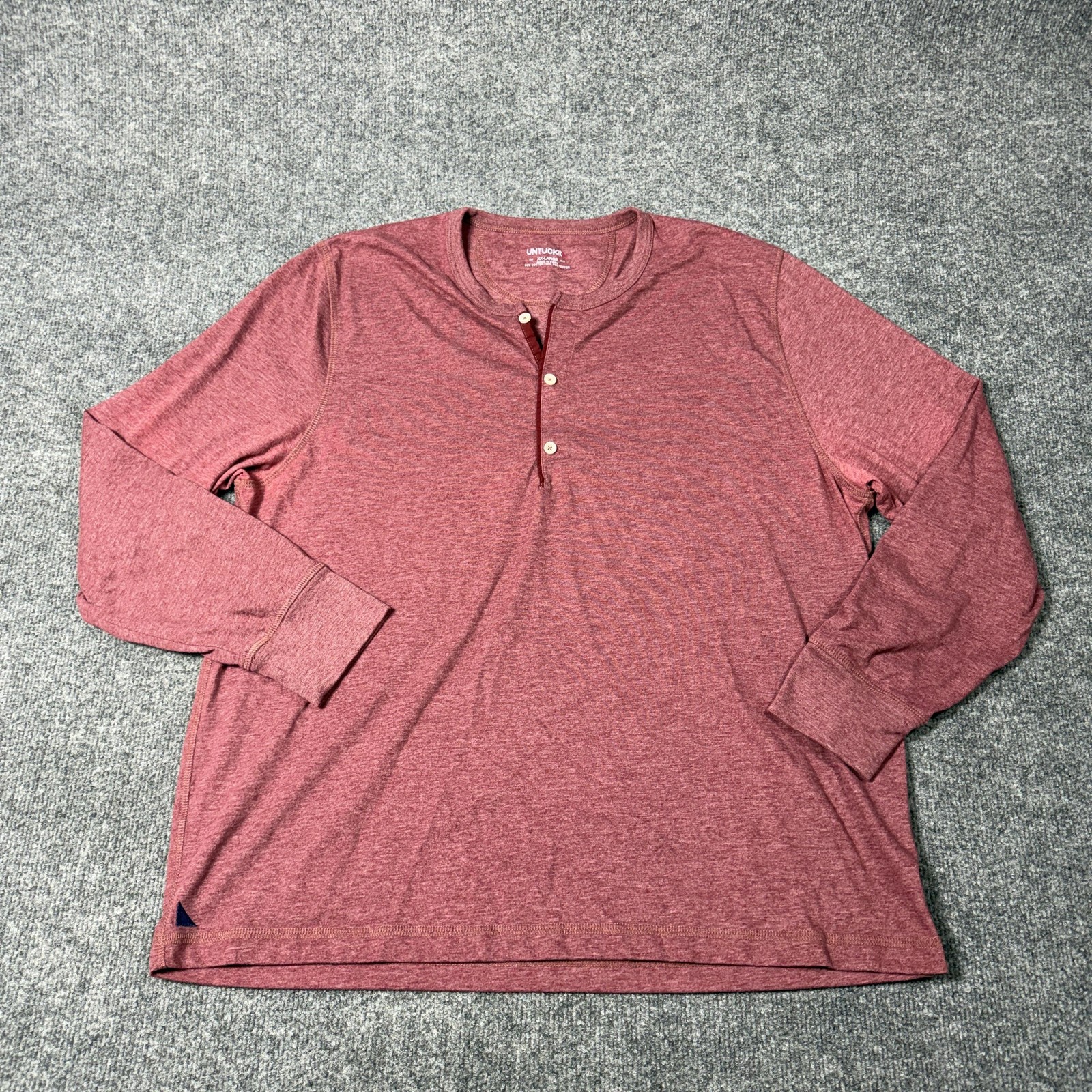 UNTUCKit Henley Shirt Mens 2XL Red Long Sleeve Tagless Cotton Blend Soft Knit gallery