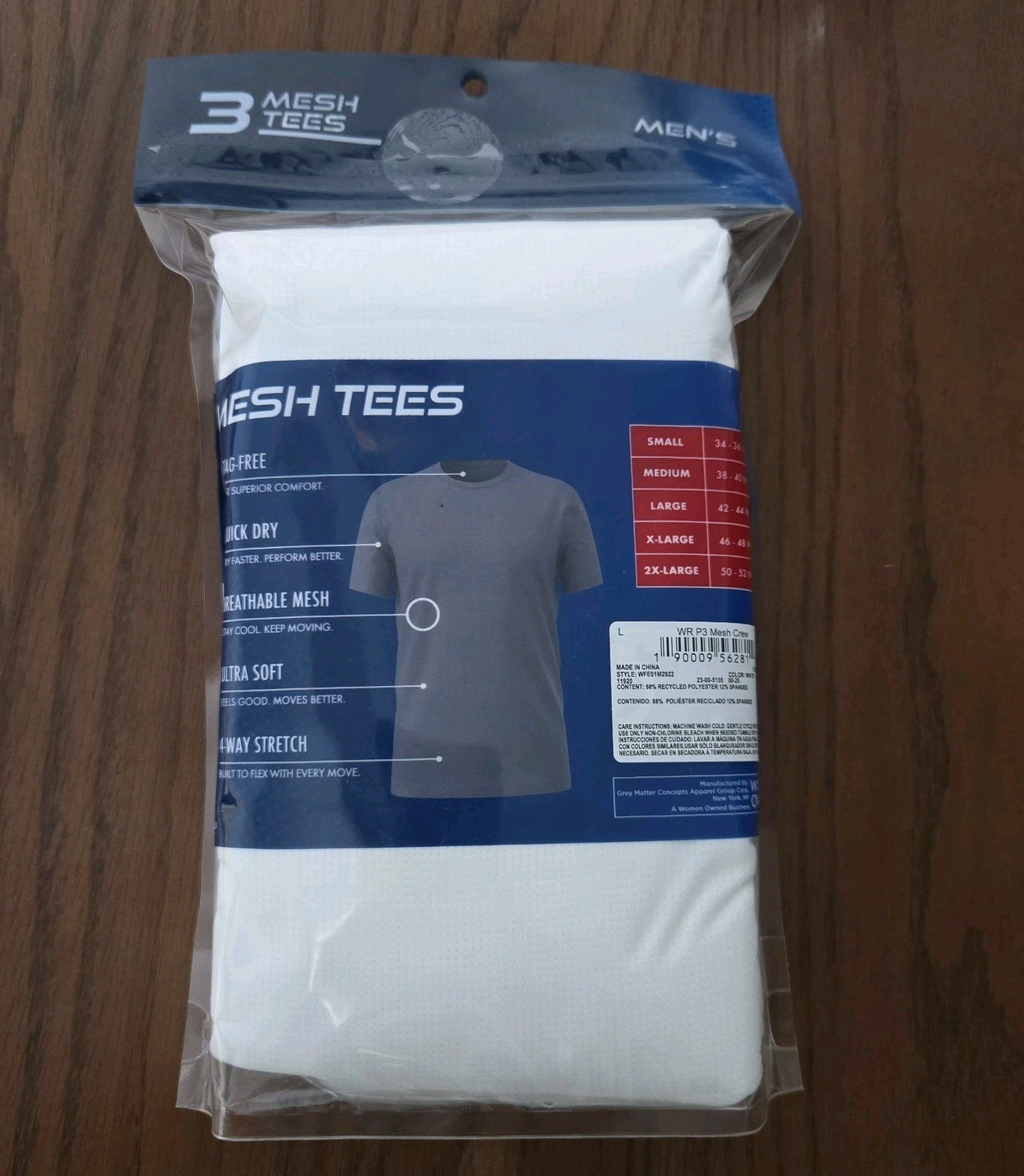 Wrangler Men's (3 Pack) Quick Dry Performance Mesh Tees Stretch White Sz L gallery