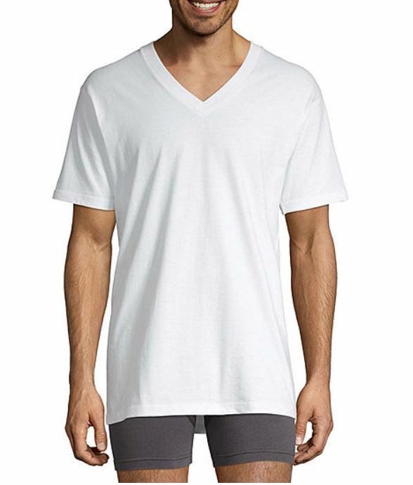 Stafford 4-Pack Men's Heavy Weight 100% Cotton V-Neck T-Shirt White gallery