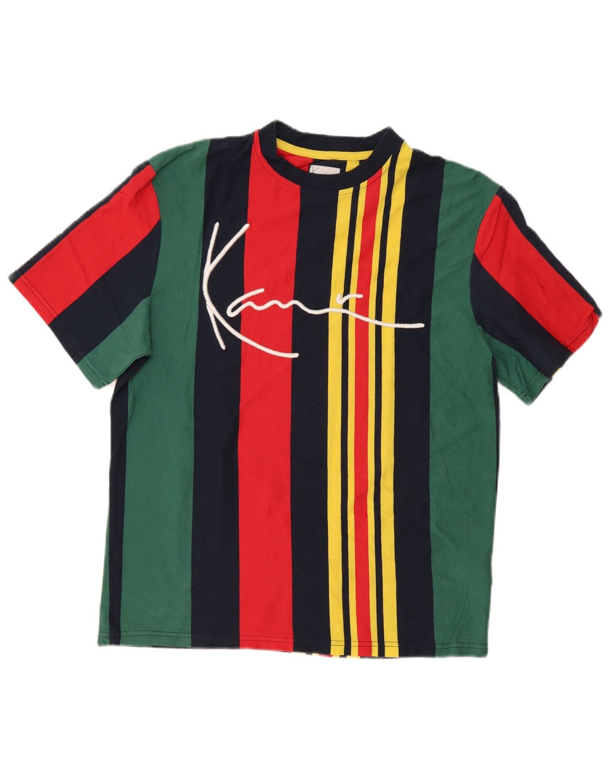 Karl Kani Mens Graphic T-Shirt Top XS Multicoloured Striped Cotton BS07 gallery