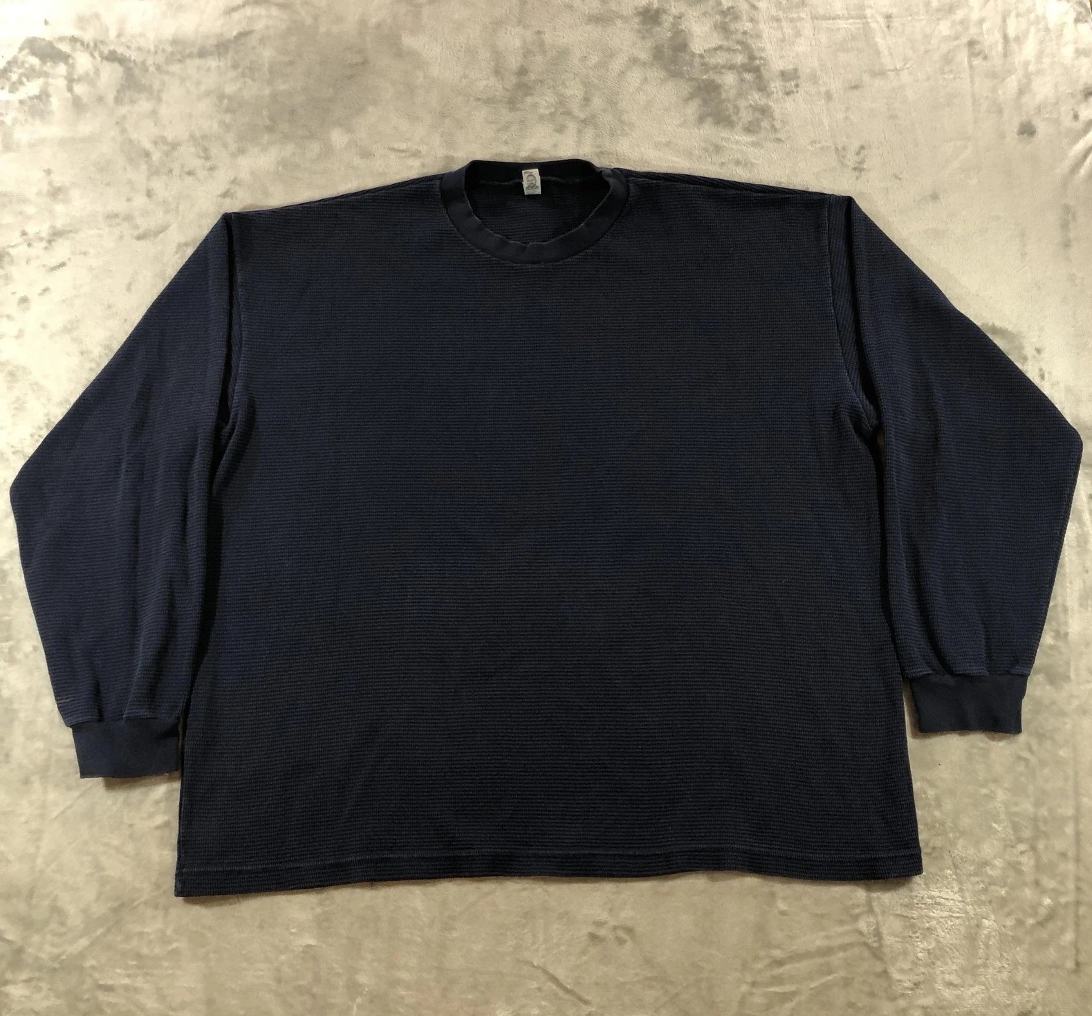 Los Angeles Apparel Shirt Mens XL Blue Thermal Long Sleeve Made USA Cotton Knit gallery