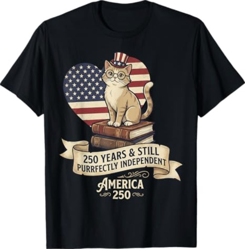 250 Anniversary USA Shirt Book Cute Cat 4th of July T-Shirt gallery
