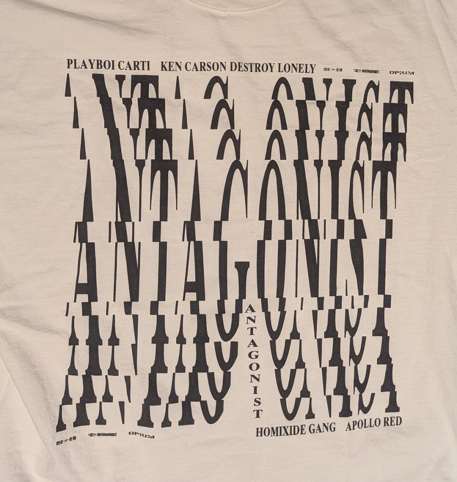 PLAYBOI CARTI Antagonist Tour 2025 Opium Oversized T-Shirt in White Size XL gallery