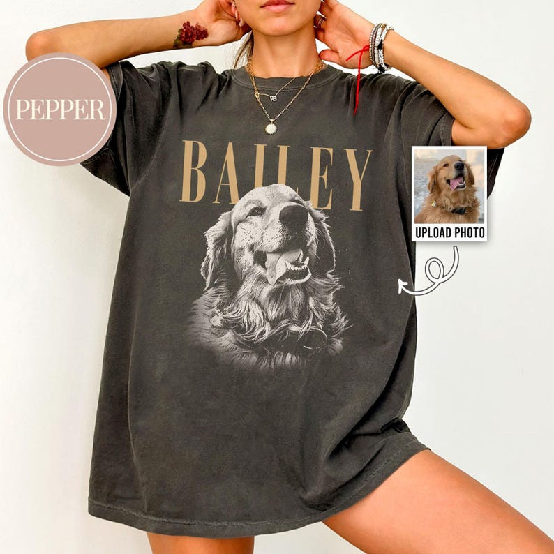 Custom Pet Photo Vintage Retro Shirt Personalized Dog Cat Gift gallery