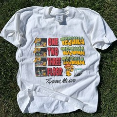 VTG One Tequila Two Tequila Three Tequila Floor Tee Mens M Single Stitch Mexico