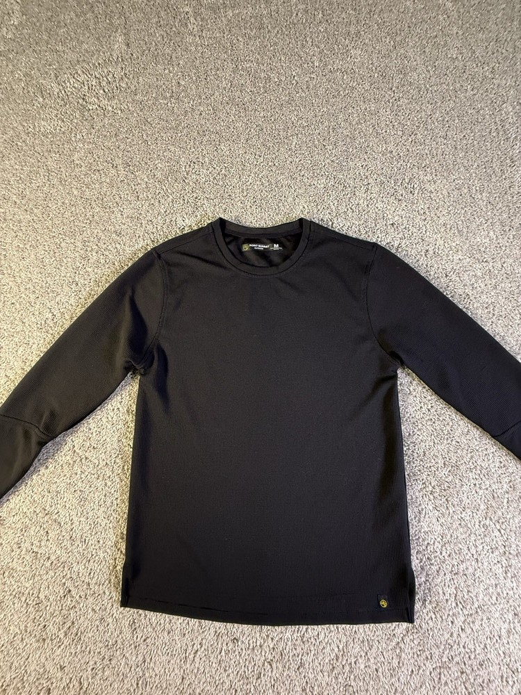Point Summit Outdoor T-Shirt Mens Medium Black Waffle Knit Logo High Low Hem