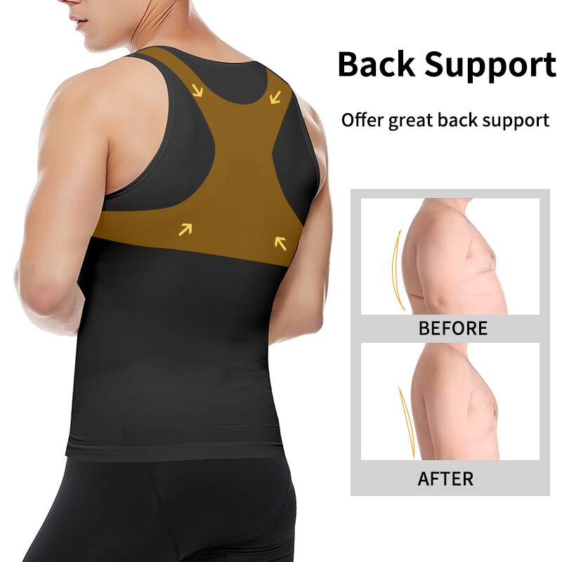 Mens Belly Compression Vest T Shirt Slimming Body Shaper Shapewear Tank Top TFS gallery