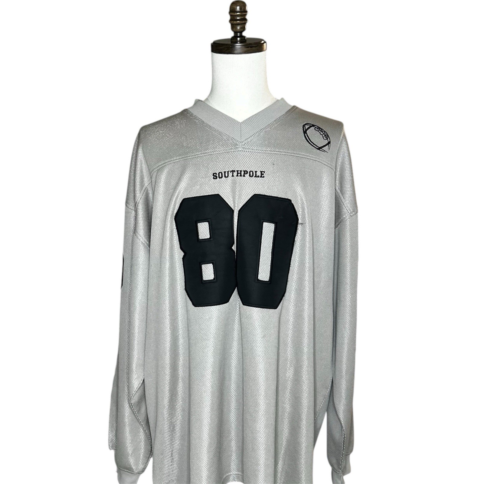 Southpole International Sports Men’s Gray Mesh Jersey V-Neck Long Sleeve 3XL gallery