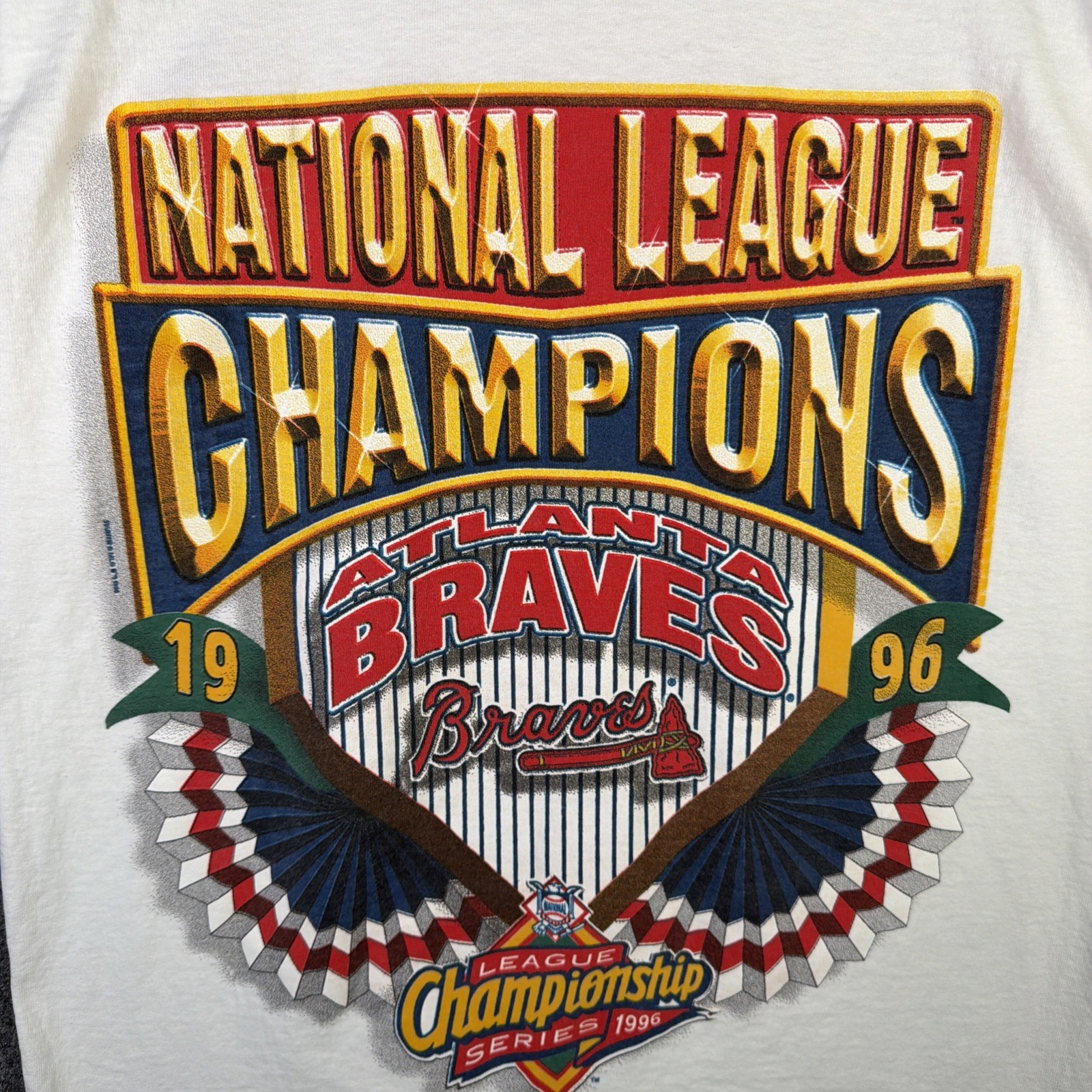 Vintage Atlanra Braves Shirt Adult Small White 90s World Series 1996 Starter USA gallery