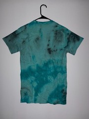 Custom Hand-Dyed Teal and Black Tie-Dye T-Shirt