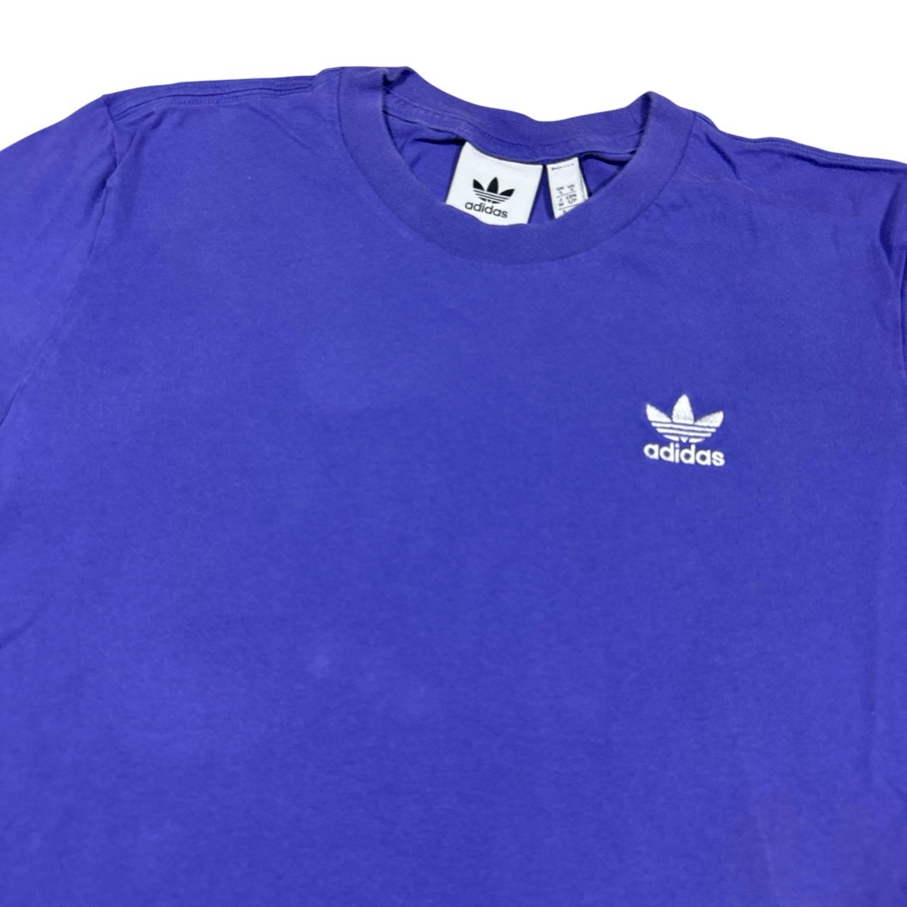 Adidas Embroidered Logo T Shirt Men’s Size Small Purple Short Sleeve Graphic gallery