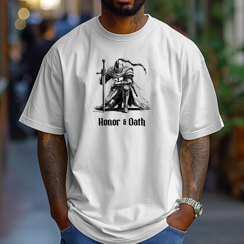 Honor & Oath Renaissance Faire T-Shirt, Medieval Knight Warrior Graphic Tee 1
