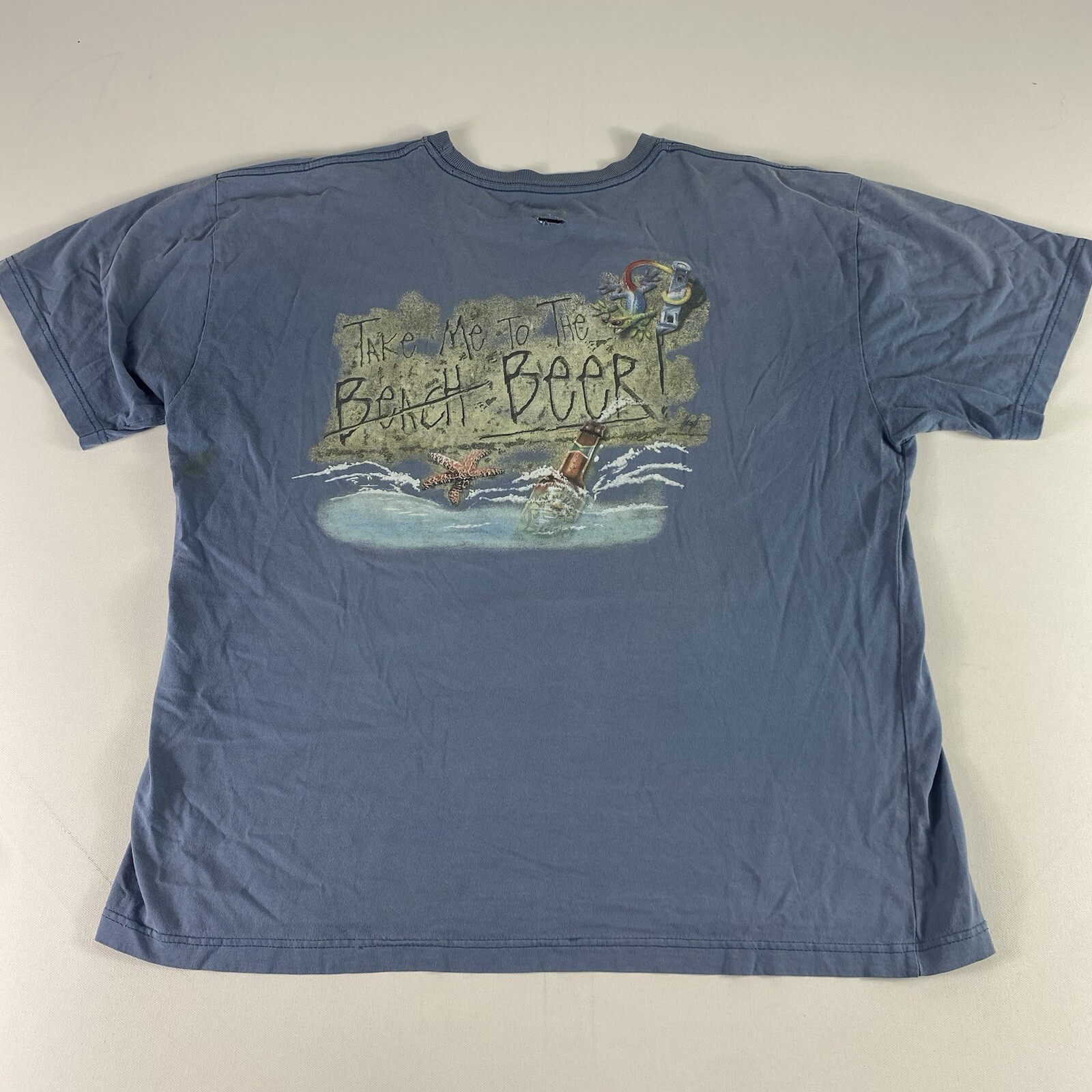 Goin Coastal Vintage T-Shirt Mens XL Blue Beach Beer Short Sleeve gallery